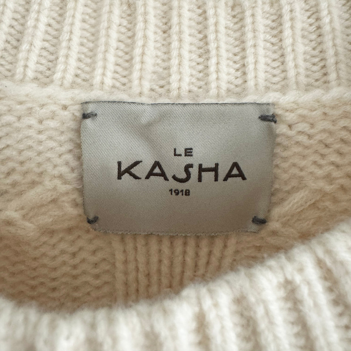 Le Kasha "Venise" Cable Knit Sweater in Ivory, One Size Only