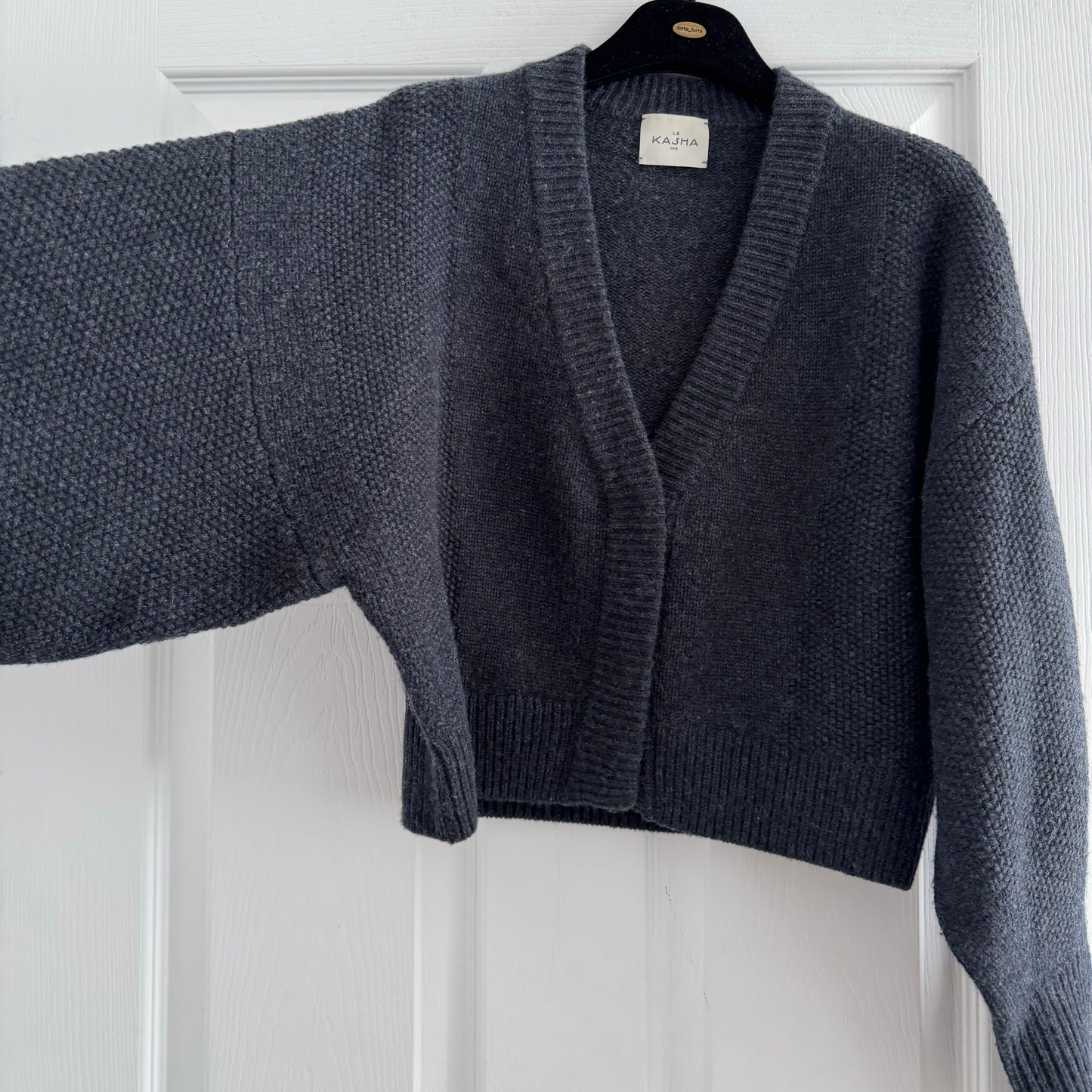 Le Kasha "Accra" Cropped Cashmere Cardigan in Grey