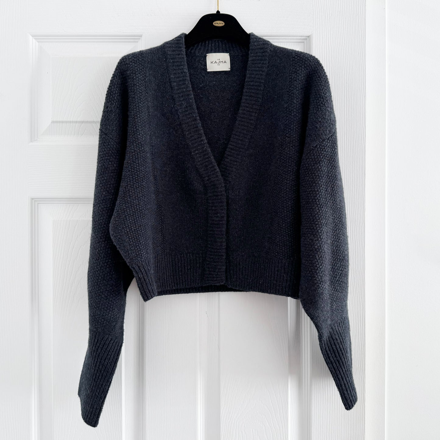 Le Kasha "Accra" Cropped Cashmere Cardigan in Grey