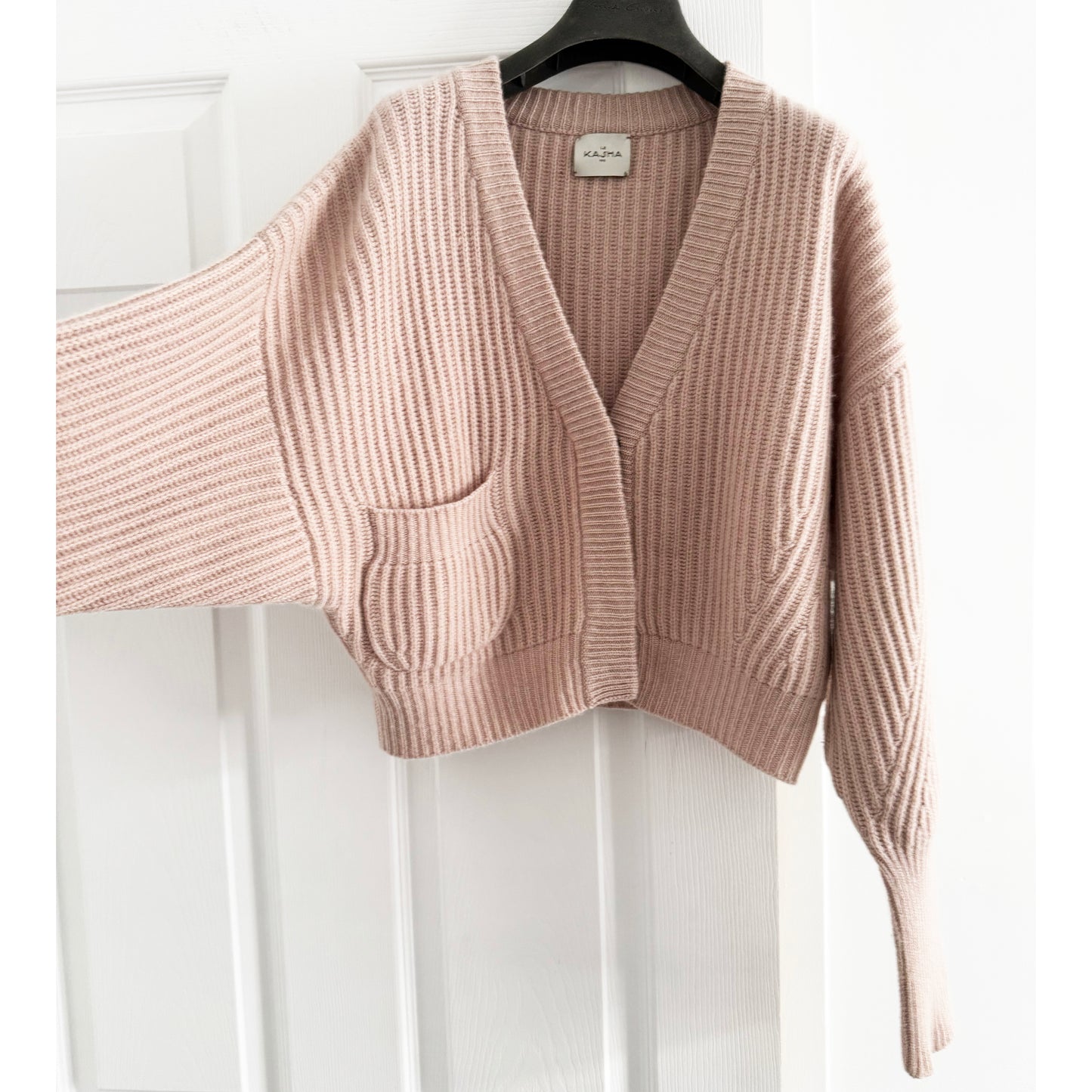 Le Kasha "Monaco" Cropped Cardigan in Dusty Pink, One size Only