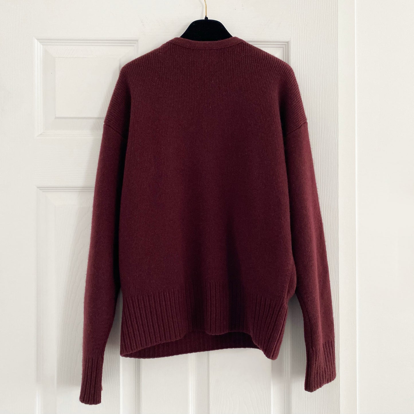 Le Kasha "London" Crossover Front Cashmere Sweater in Burgundy, size Small