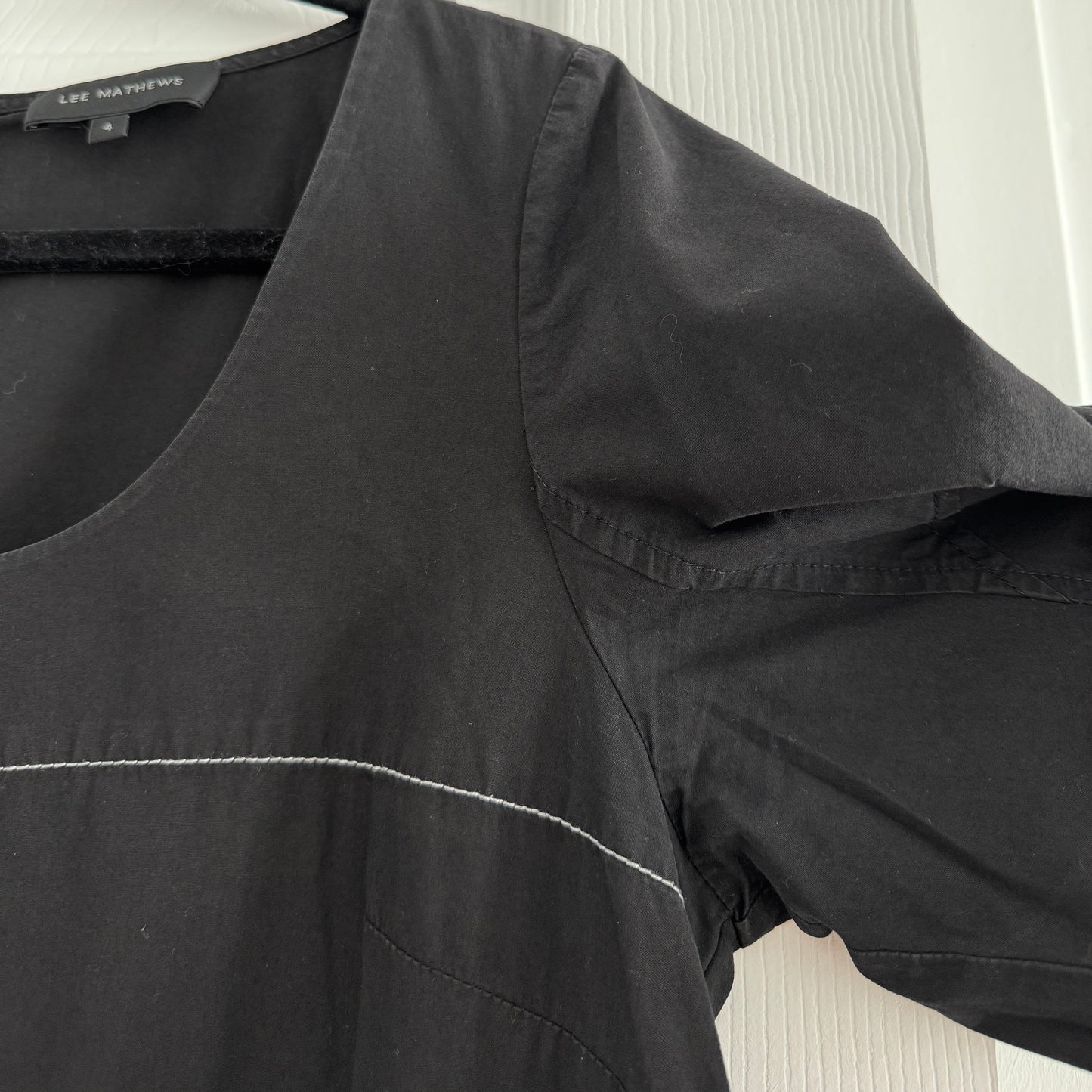 Lee Mathews Scoop Neck Cotton Dress in Black, size "4" (fits about like a US 8/10)