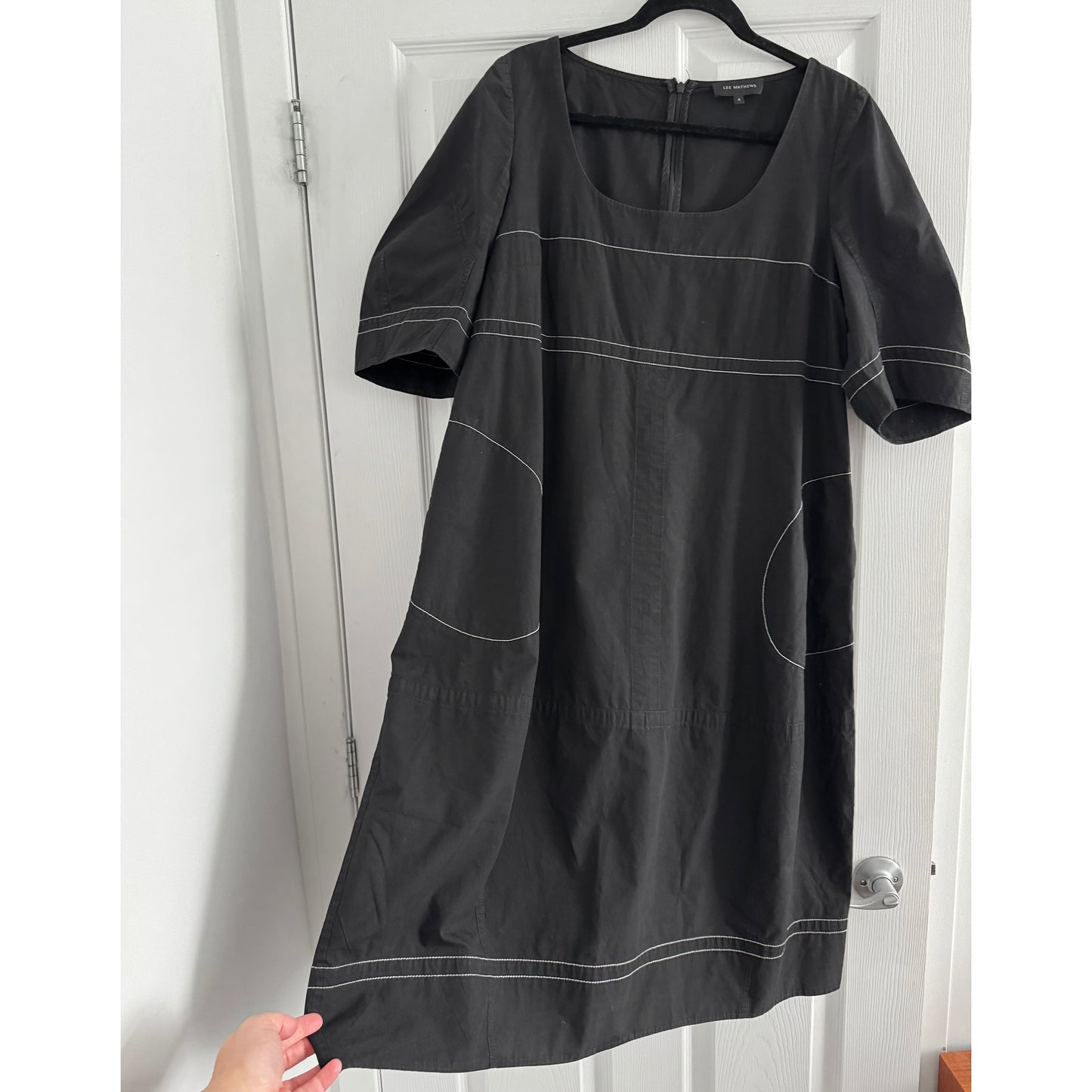 Lee Mathews Scoop Neck Cotton Dress in Black, size "4" (fits about like a US 8/10)