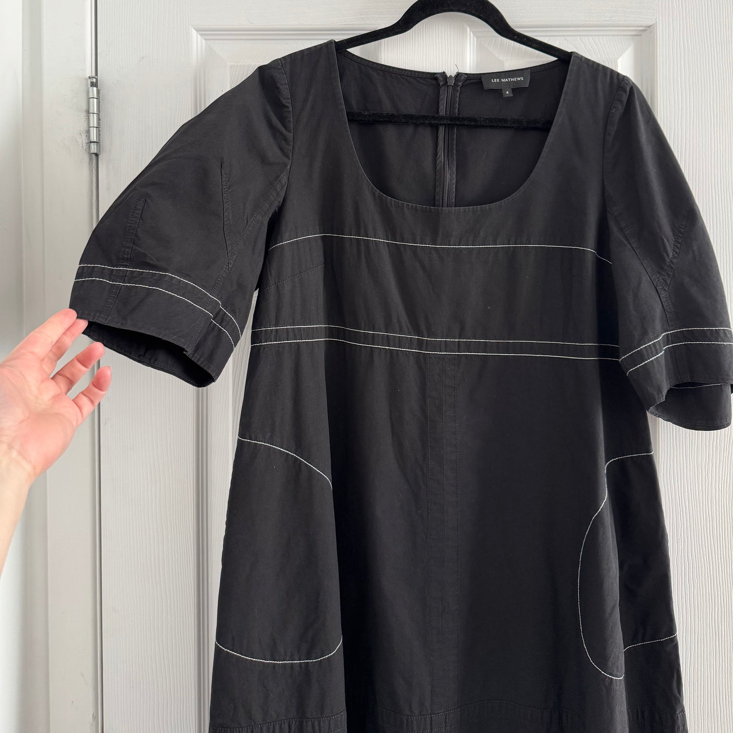 Lee Mathews Scoop Neck Cotton Dress in Black, size "4" (fits about like a US 8/10)