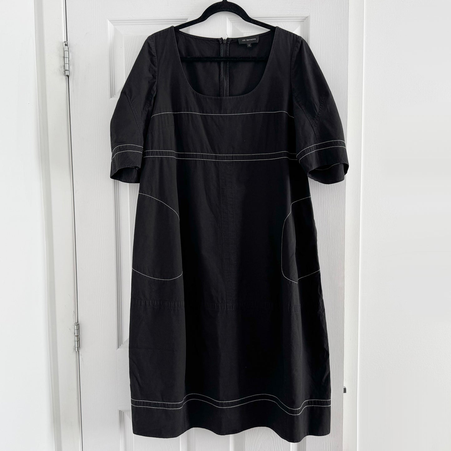 Lee Mathews Scoop Neck Cotton Dress in Black, size "4" (fits about like a US 8/10)