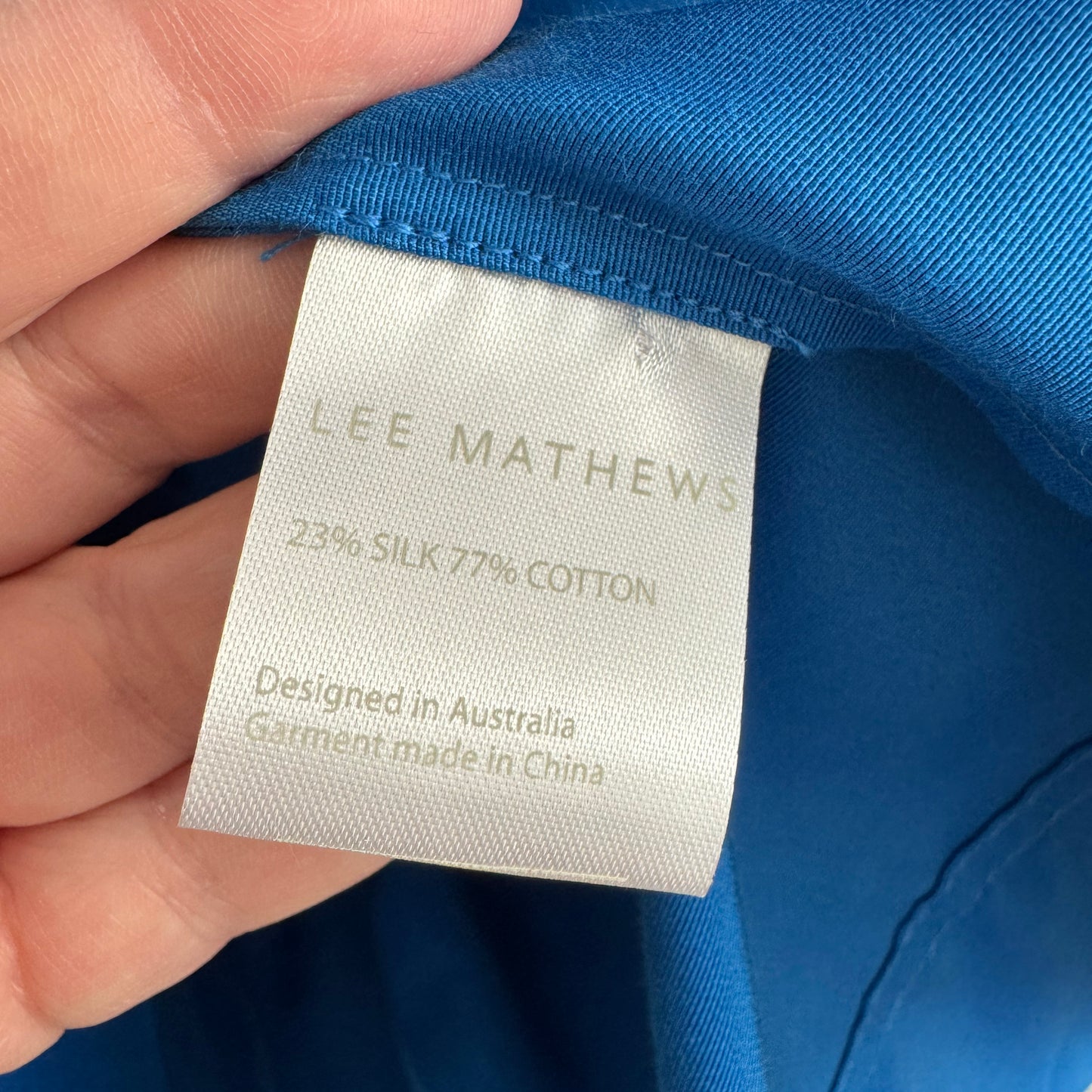 Lee Mathews "Daisy" Cotton Silk Dress in Blue, size "4" (fits like a US 8 ish)