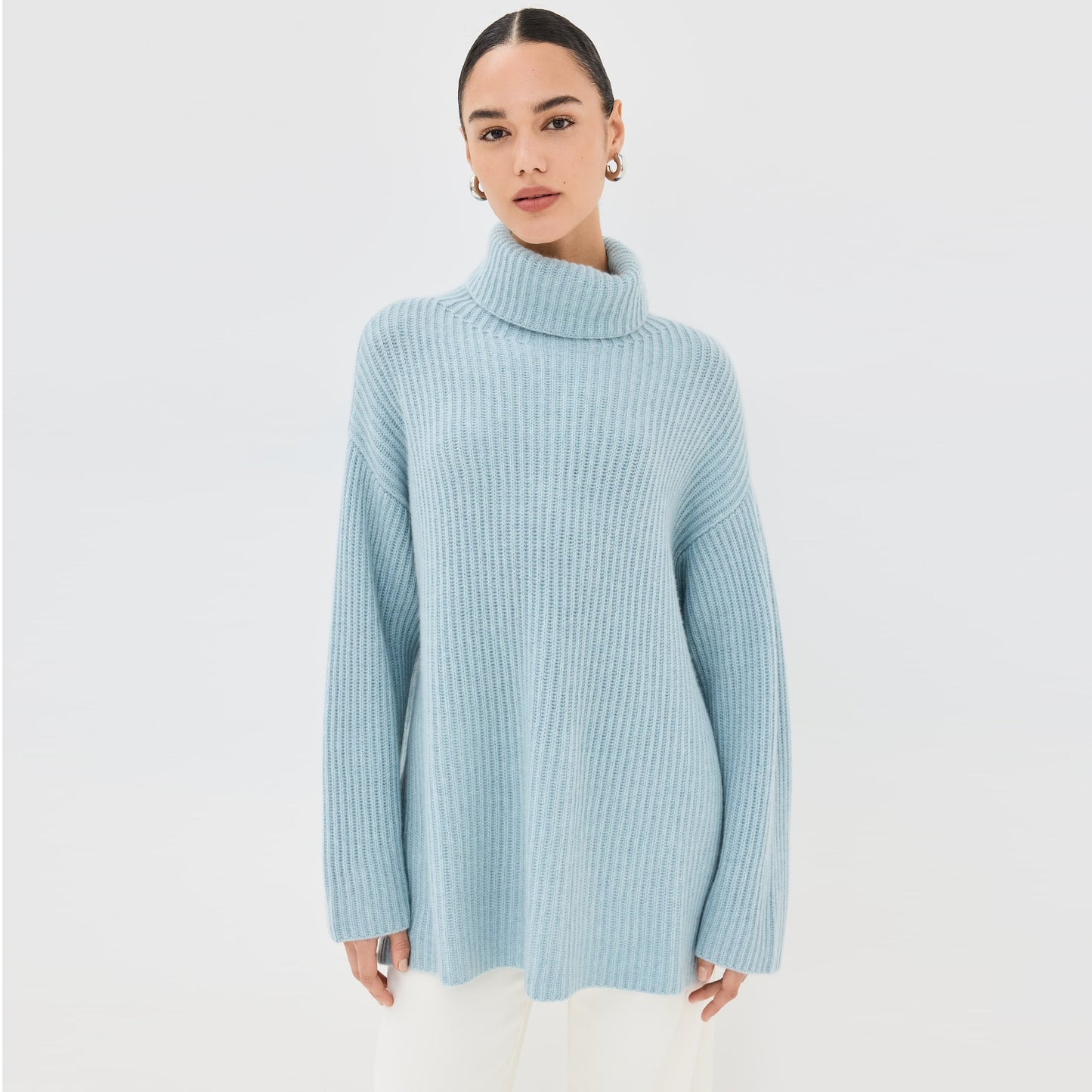 Le Kasha "Lisbon" Ribbed Cashmere Sweater in Blue, One Size Only