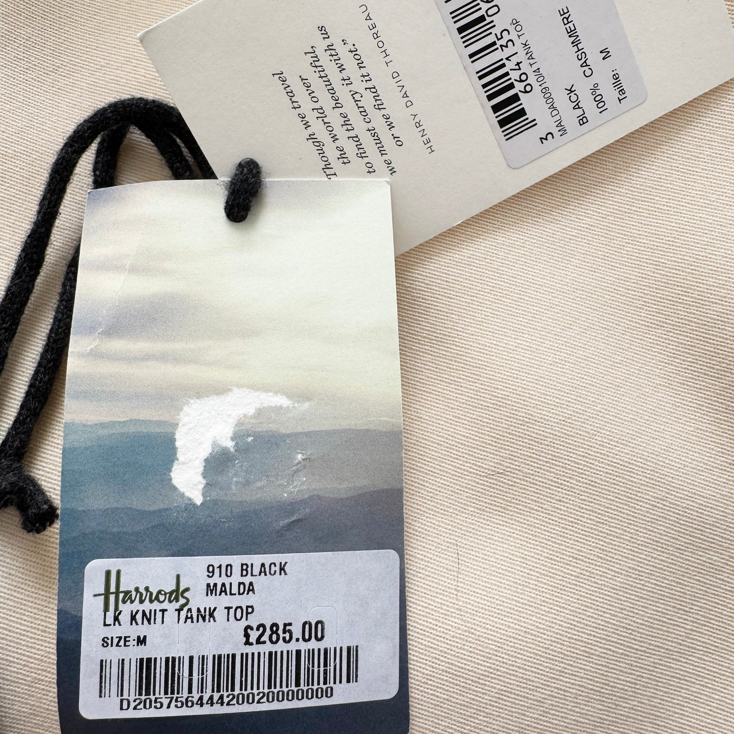 Le Kasha "Malda" Cashmere Tank in Black, size Medium (fits S/M)