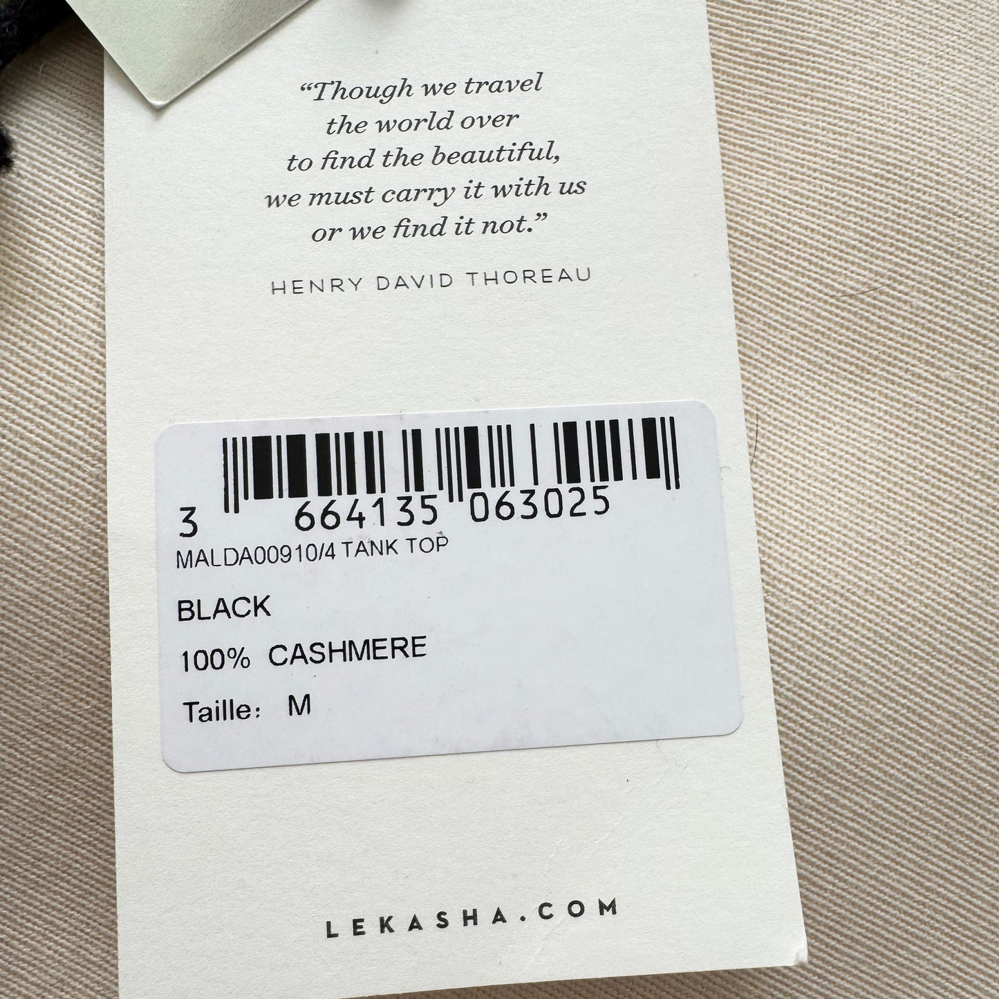 Le Kasha "Malda" Cashmere Tank in Black, size Medium (fits S/M)