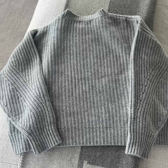 Le Kasha Ribbed Cashmere Crew Neck in Grey, One Size Only