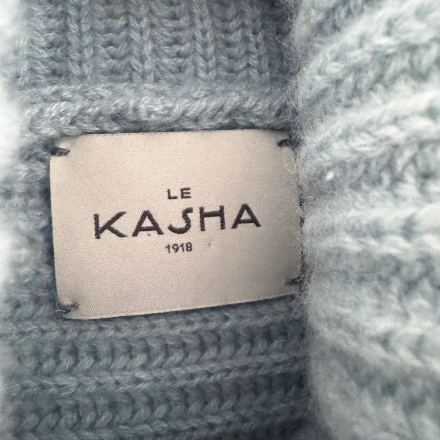 Le Kasha "Lisbon" Ribbed Cashmere Sweater in Blue, One Size Only