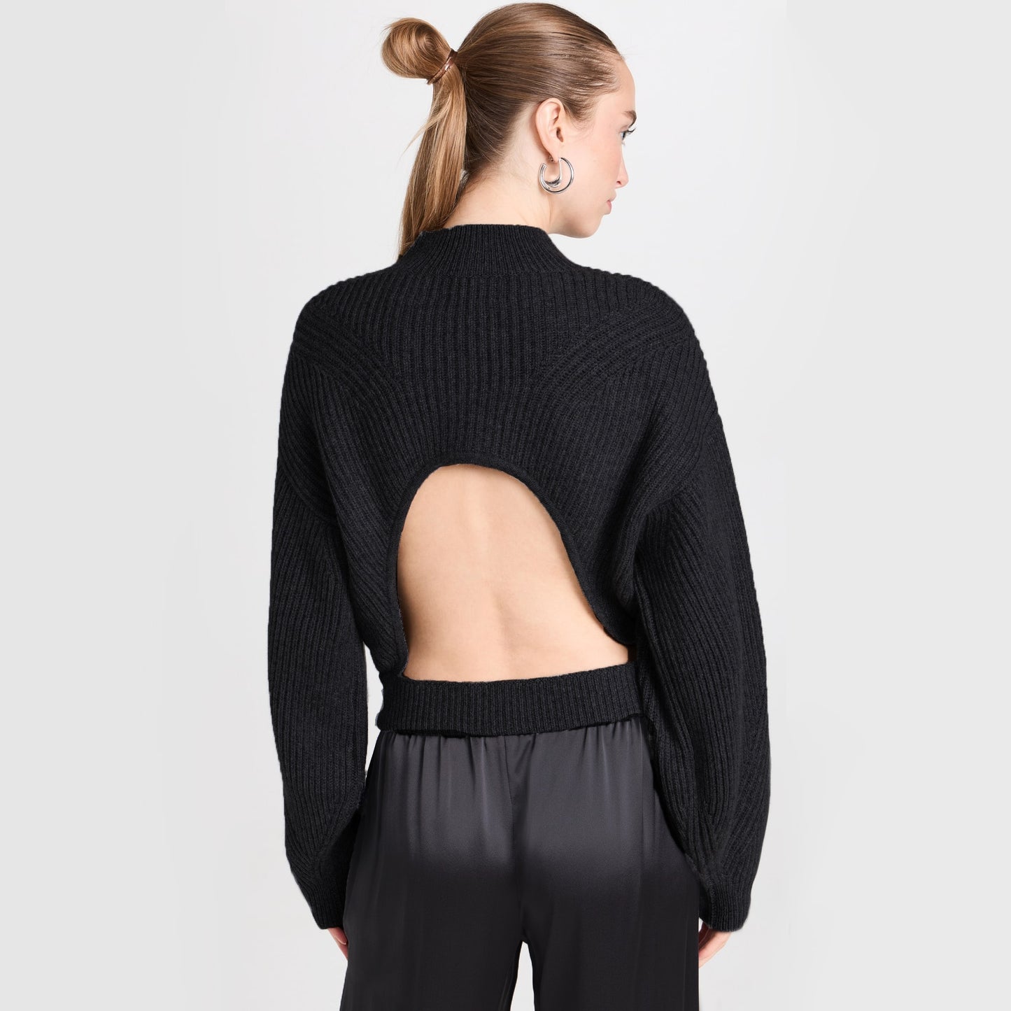 Le Kasha "Merida" Cutout Back Cashmere Sweater in Black, One Size Only