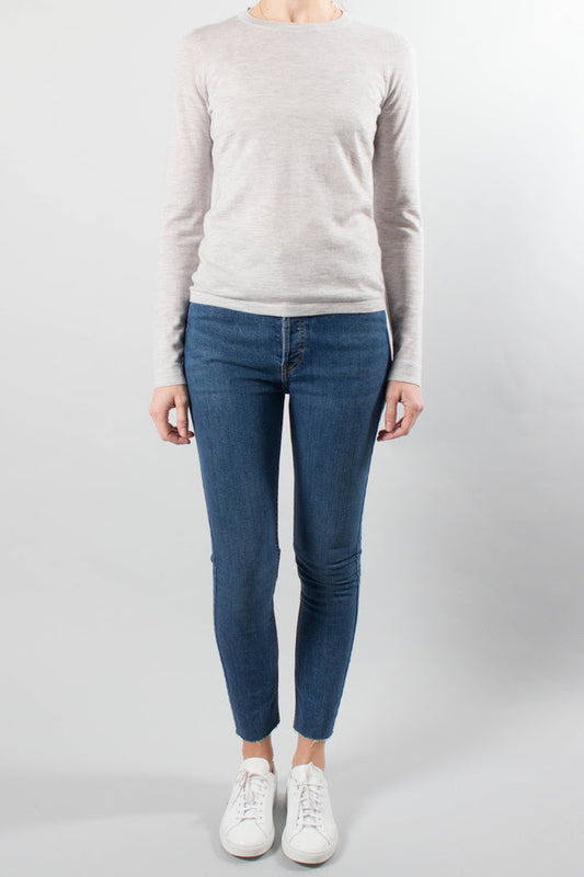 Le Kasha Light Grey Cashmere Long Sleeve Knit, size L (fits M/L)