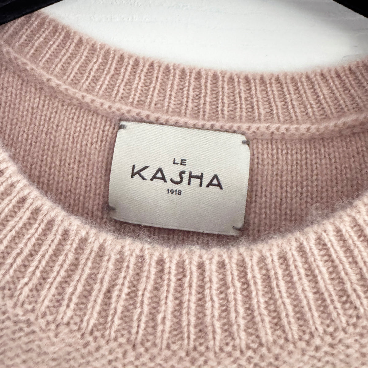 Le Kasha Striped Cashmere Sweater in Ballet Pink, size Small