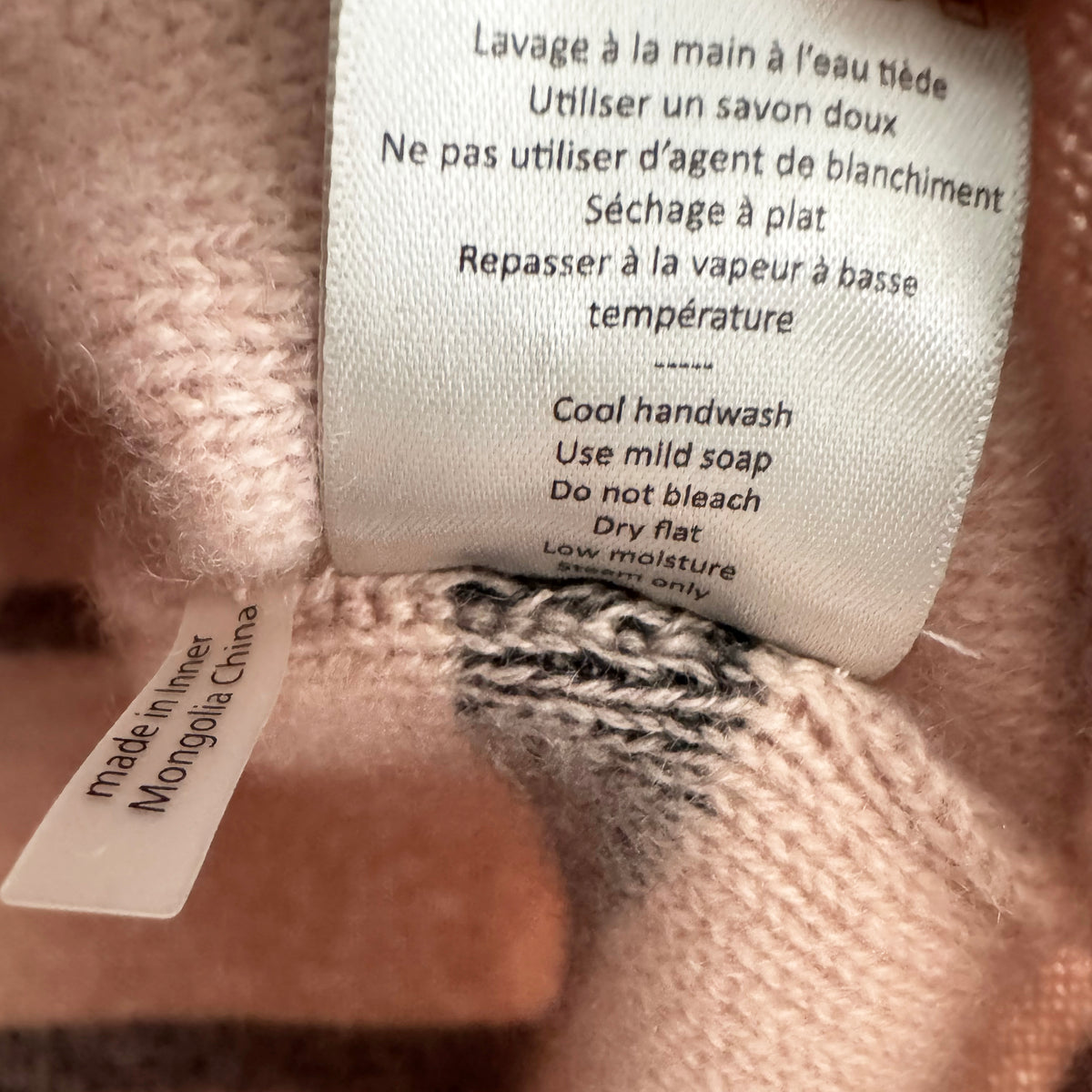 Le Kasha Striped Cashmere Sweater in Ballet Pink, size Small