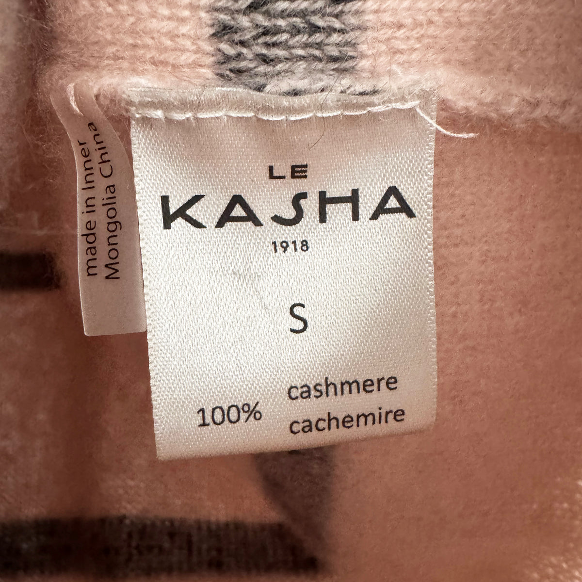 Le Kasha Striped Cashmere Sweater in Ballet Pink, size Small