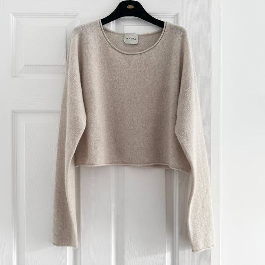 Le Kasha Scoop Neck Cashmere Sweater in Oatmeal, One Size Only (fits S/M)