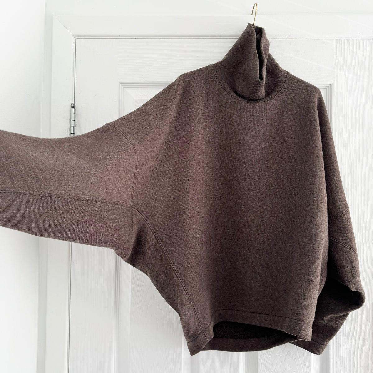 Lemaire High Neck Sweatshirt in Dark Brown Melange, size XS