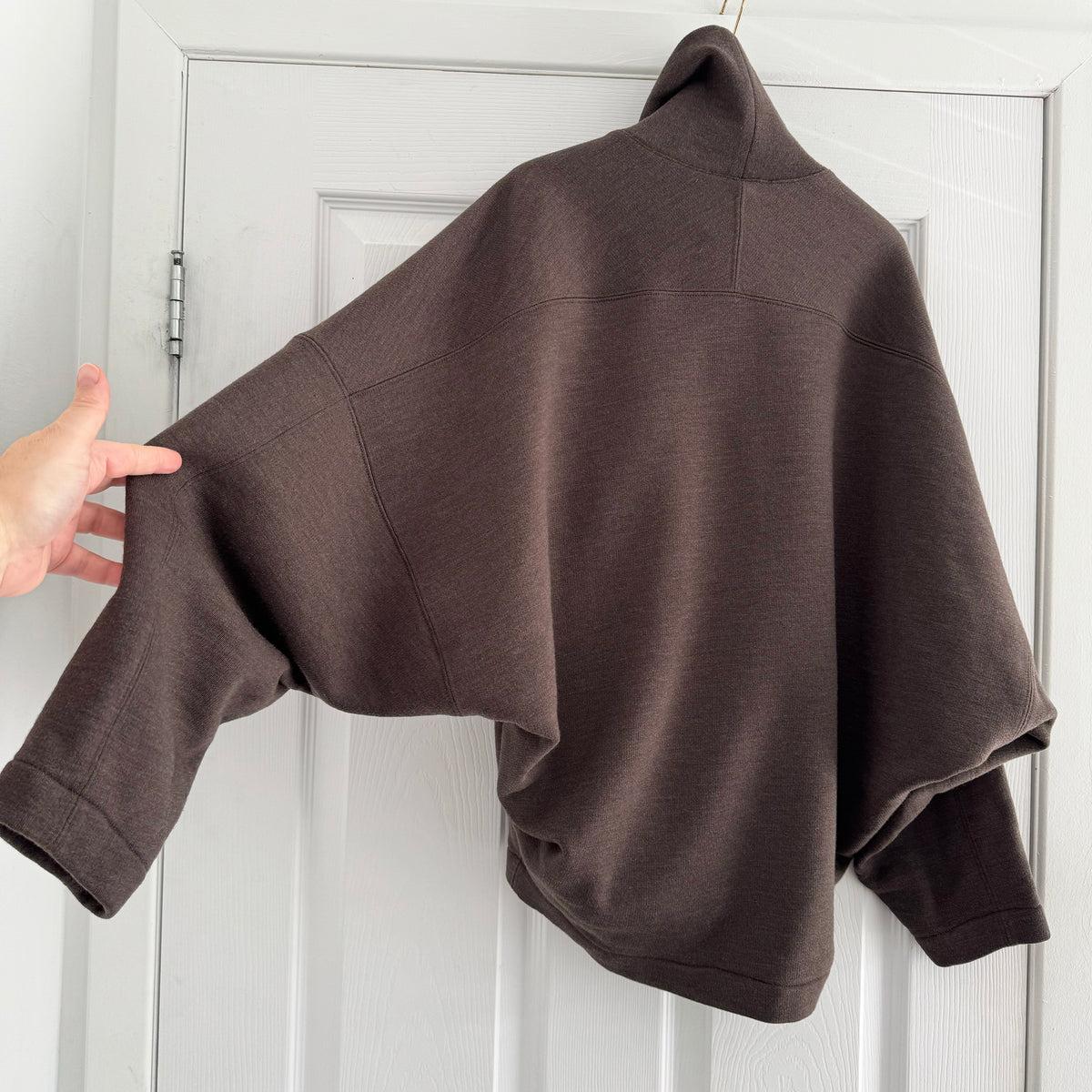 Lemaire High Neck Sweatshirt in Dark Brown Melange, size XS