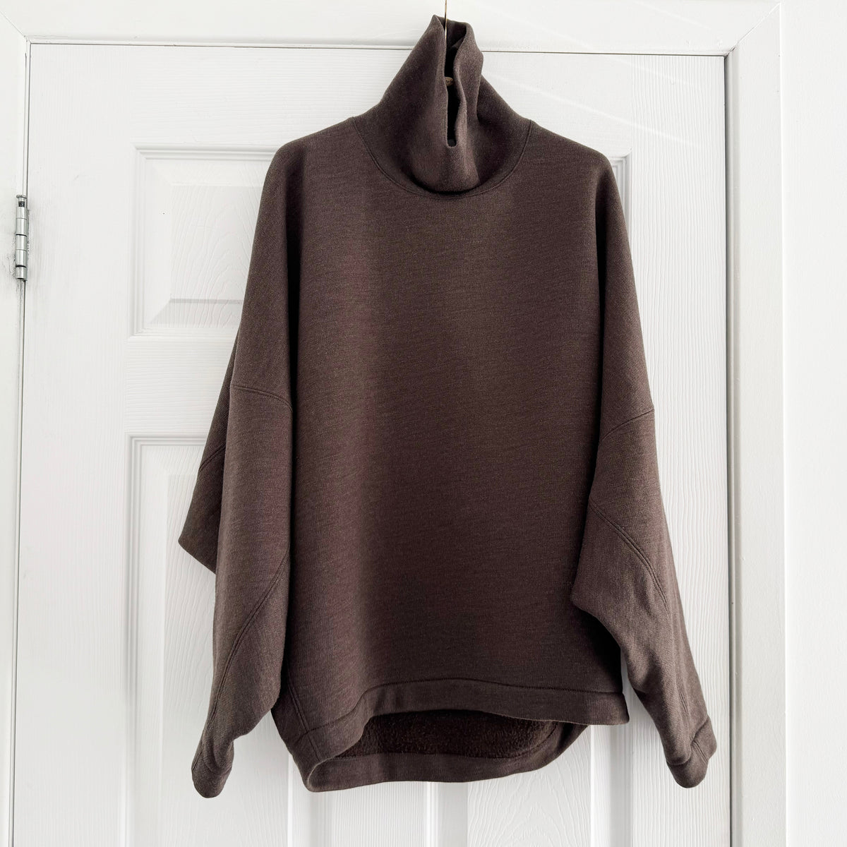 Lemaire High Neck Sweatshirt in Dark Brown Melange, size XS