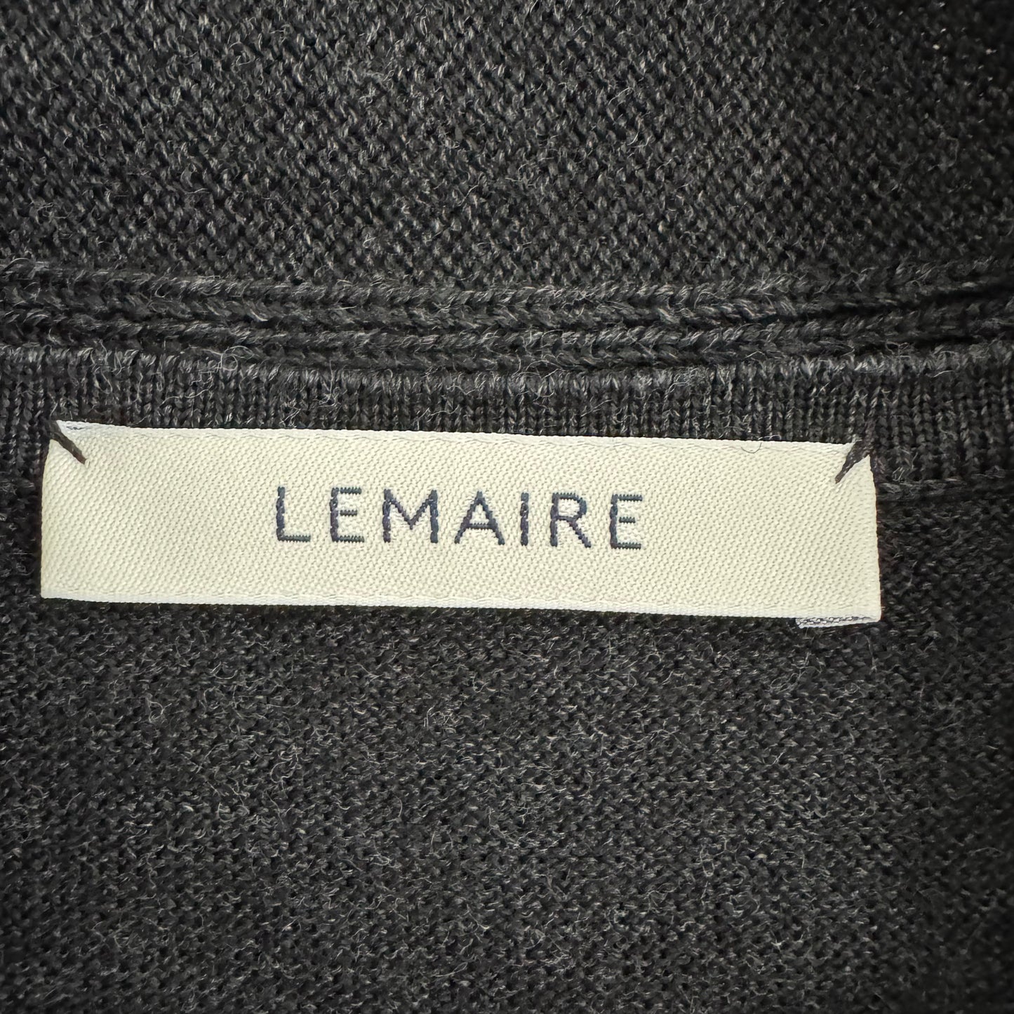 Lemaire "Twisted" Merino Cardigan in Charcoal Grey, size Large (fits size S/M)