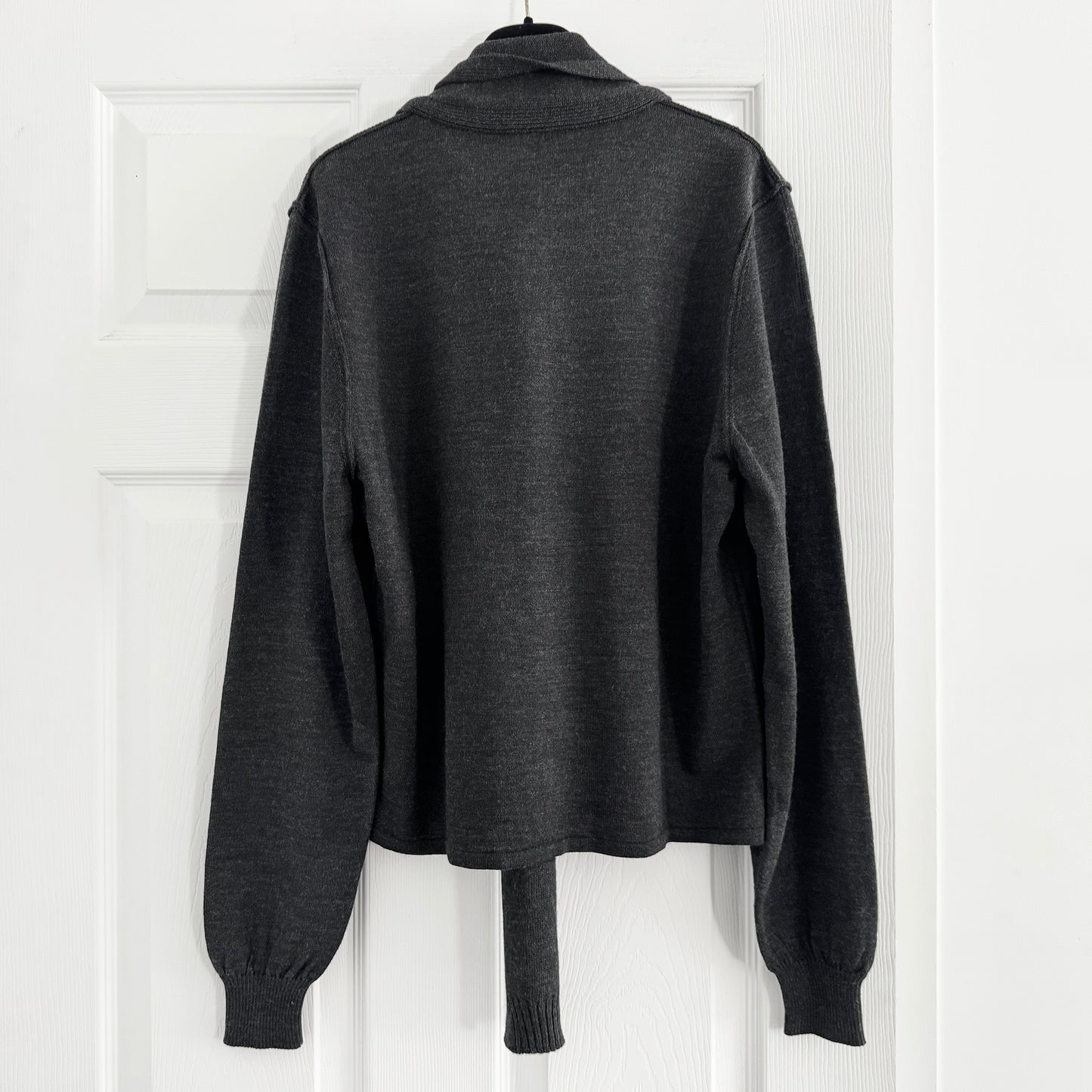 Lemaire "Twisted" Merino Cardigan in Charcoal Grey, size Large (fits size S/M)