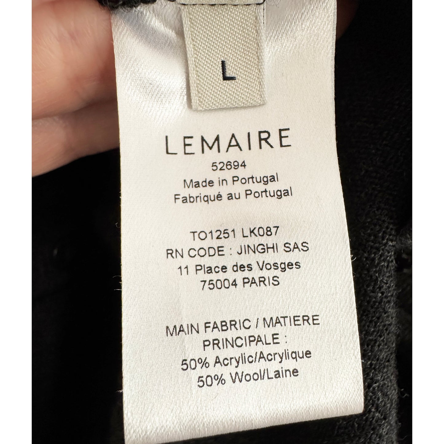 Lemaire "Twisted" Merino Cardigan in Charcoal Grey, size Large (fits size S/M)
