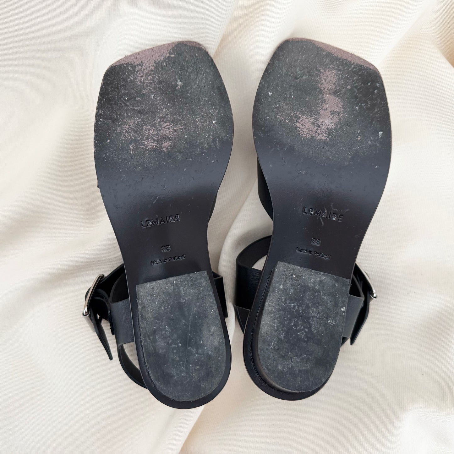 Lemaire Black Square 35mm Heeled Sandals, size 38