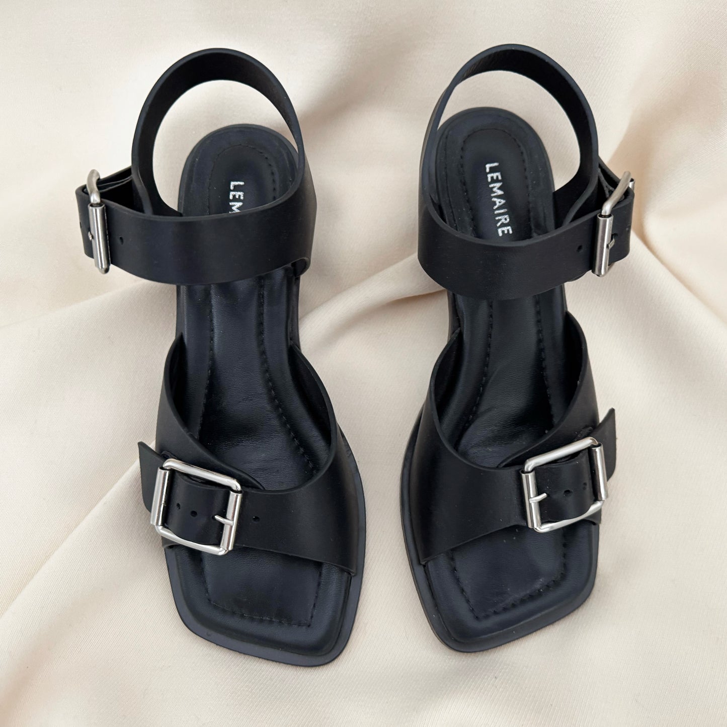 Lemaire Black Square 35mm Heeled Sandals, size 38