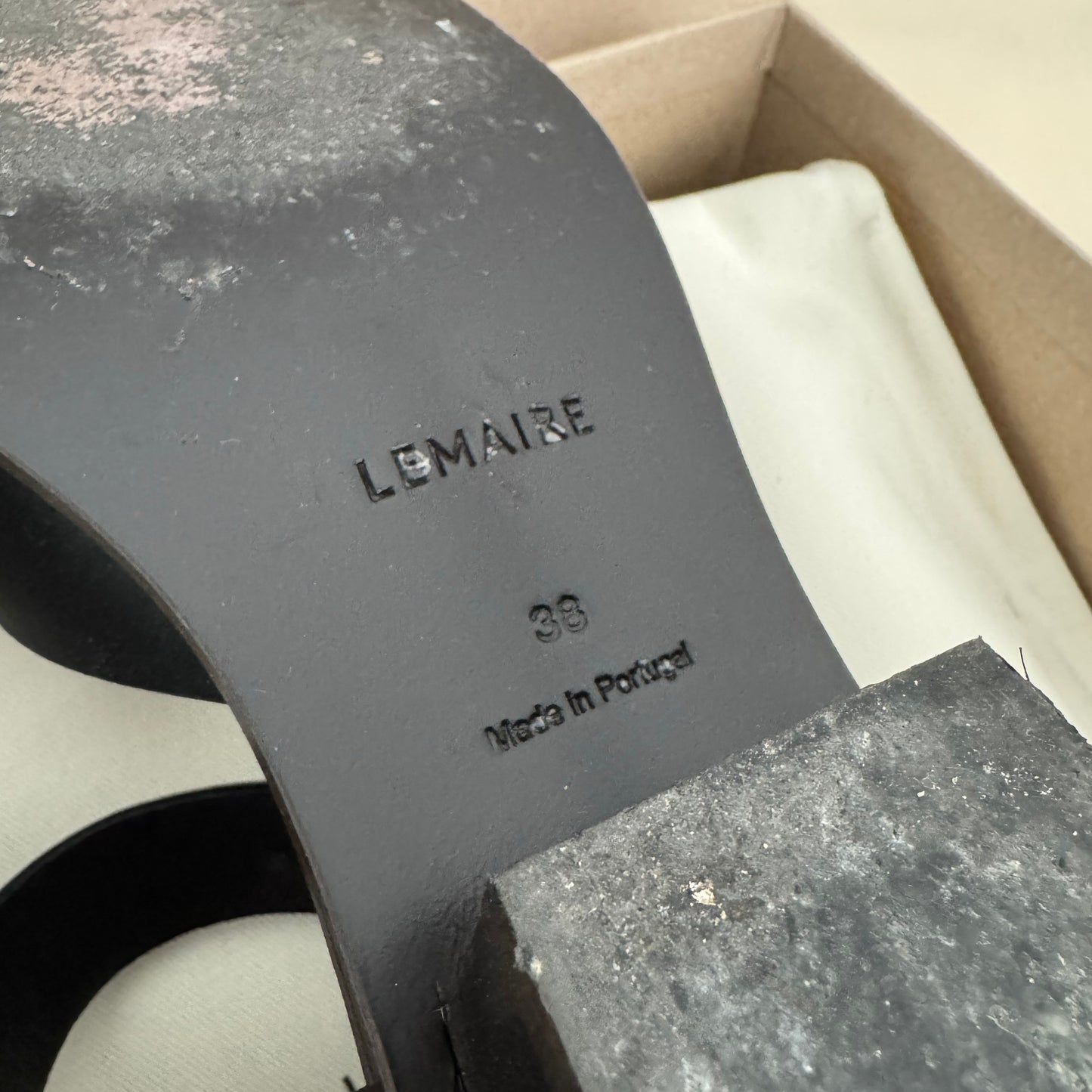 Lemaire Black Square 35mm Heeled Sandals, size 38