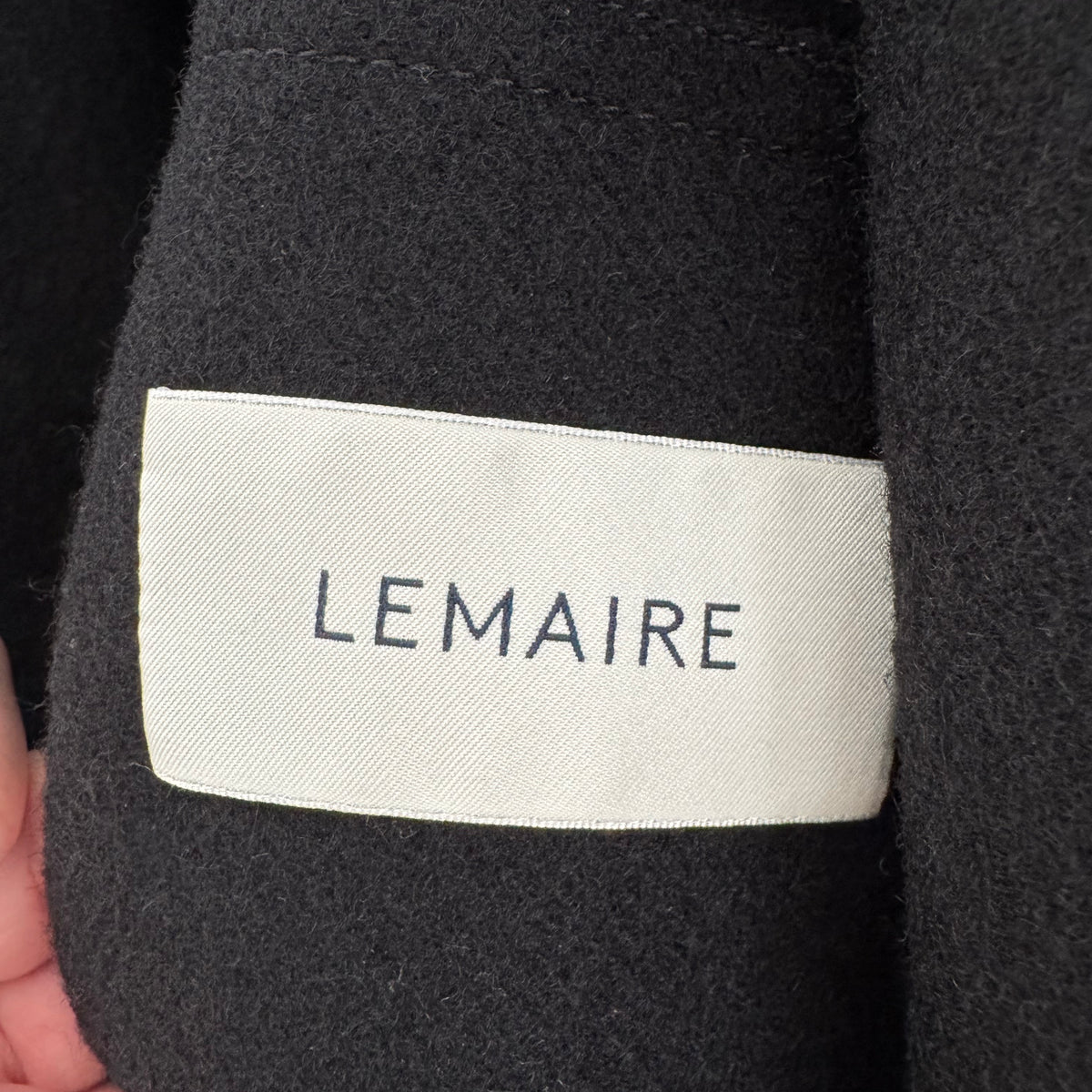 Lemaire Wrapover Wool Coat in Black, size 34