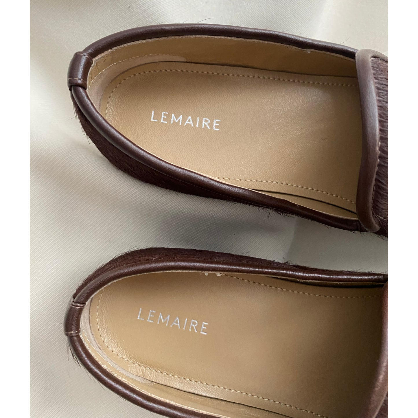 Lemaire Brown Calf Hair Loafers, size 36