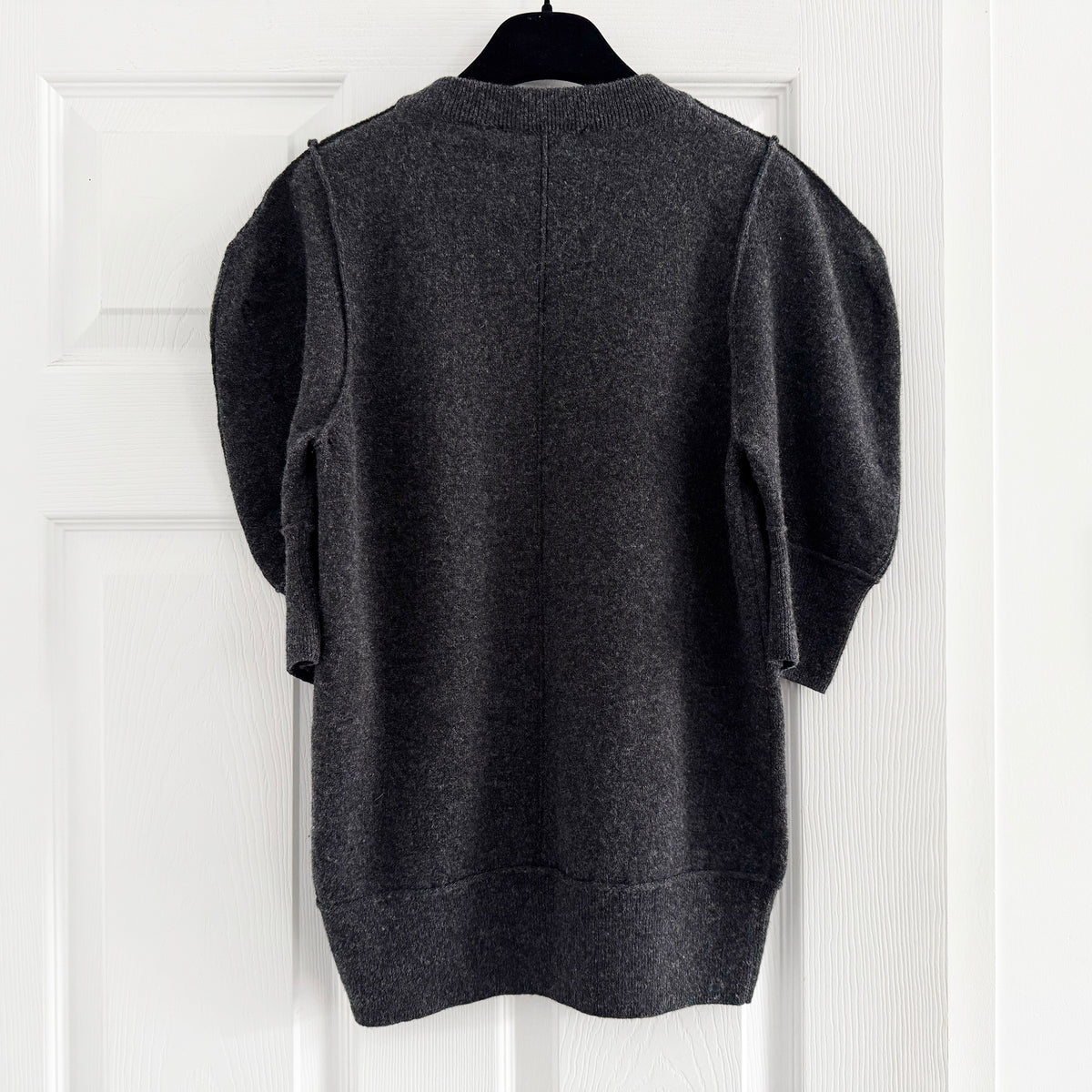 Lemaire Short Sleeve Wool Knit in Dark Grey, size XS