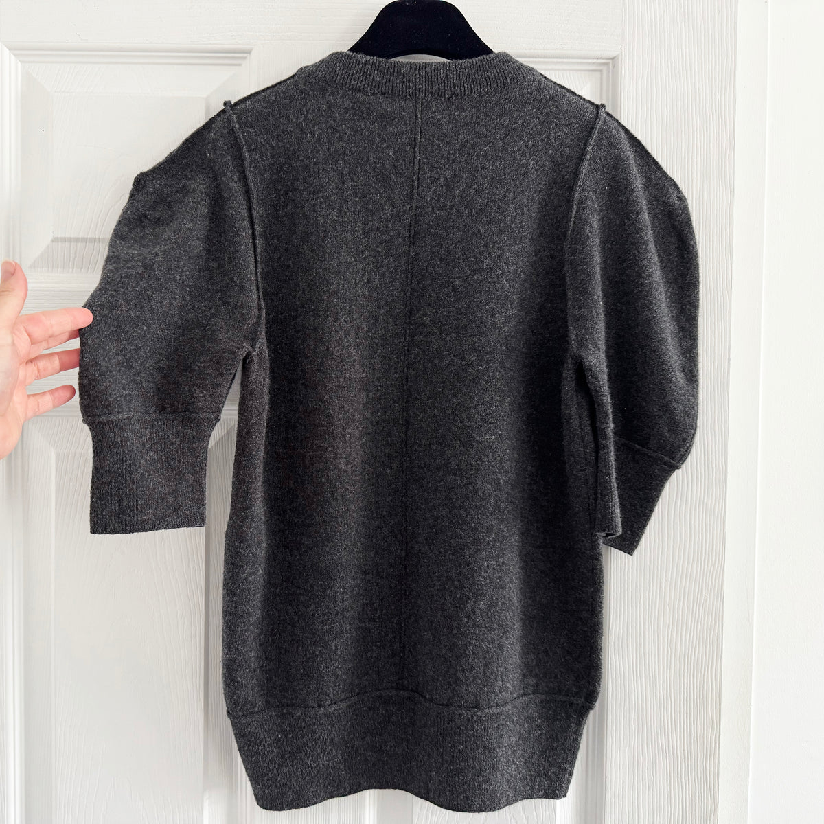 Lemaire Short Sleeve Wool Knit in Dark Grey, size XS