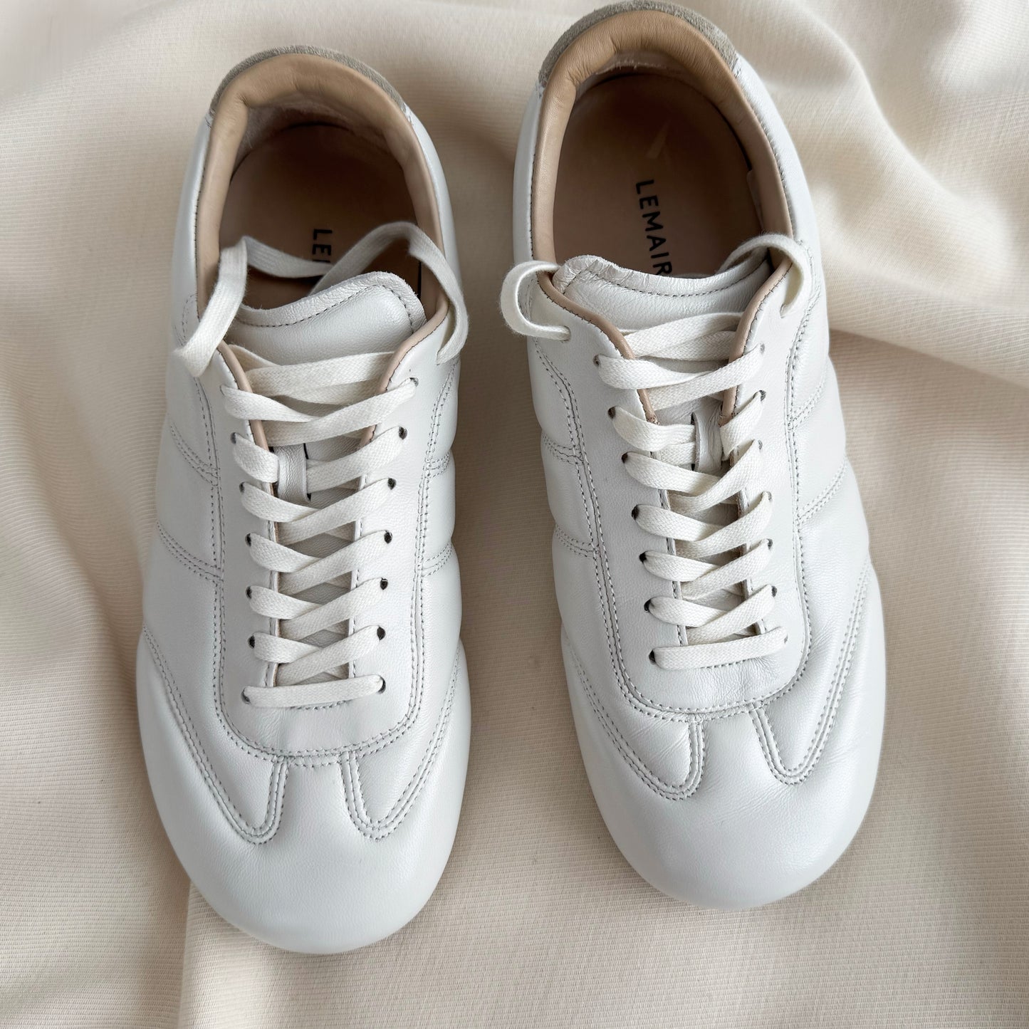 Lemaire "Soft" Nappa Leather Runner in "Milk", size 38