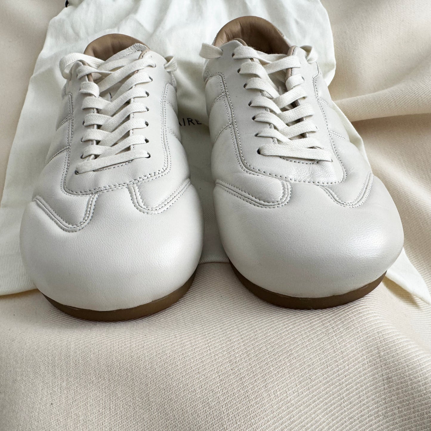 Lemaire "Soft" Nappa Leather Runner in "Milk", size 38