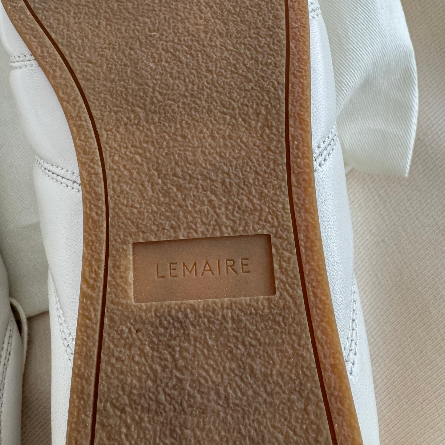 Lemaire "Soft" Nappa Leather Runner in "Milk", size 38