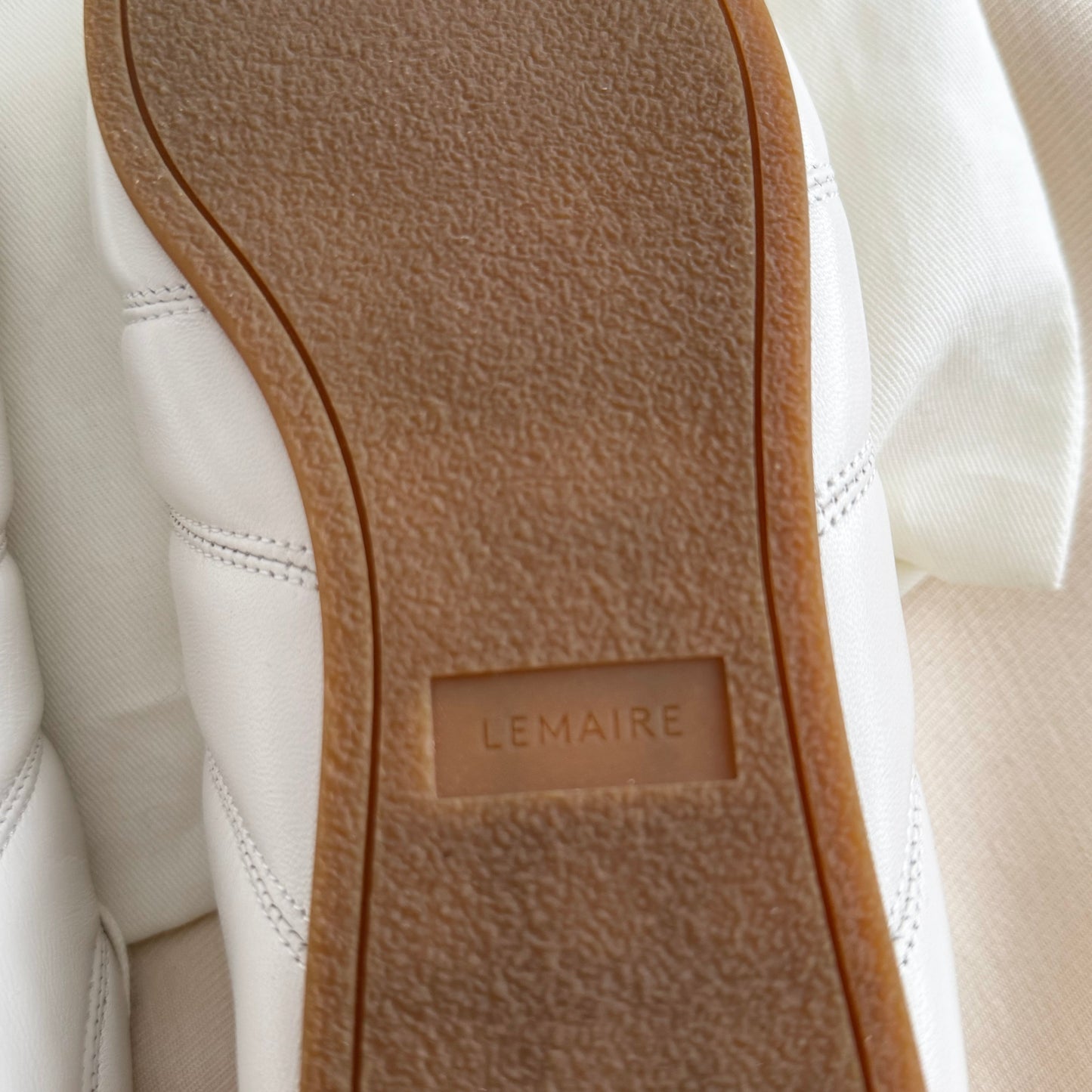 Lemaire "Soft" Nappa Leather Runner in "Milk", size 38
