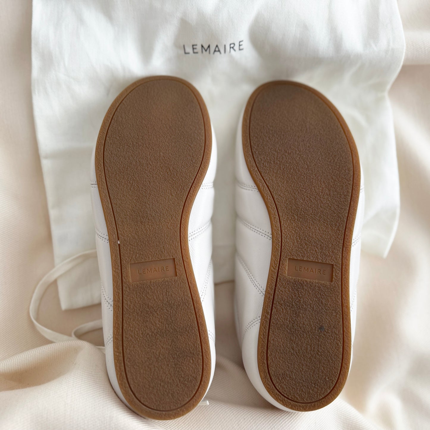 Lemaire "Soft" Nappa Leather Runner in "Milk", size 38