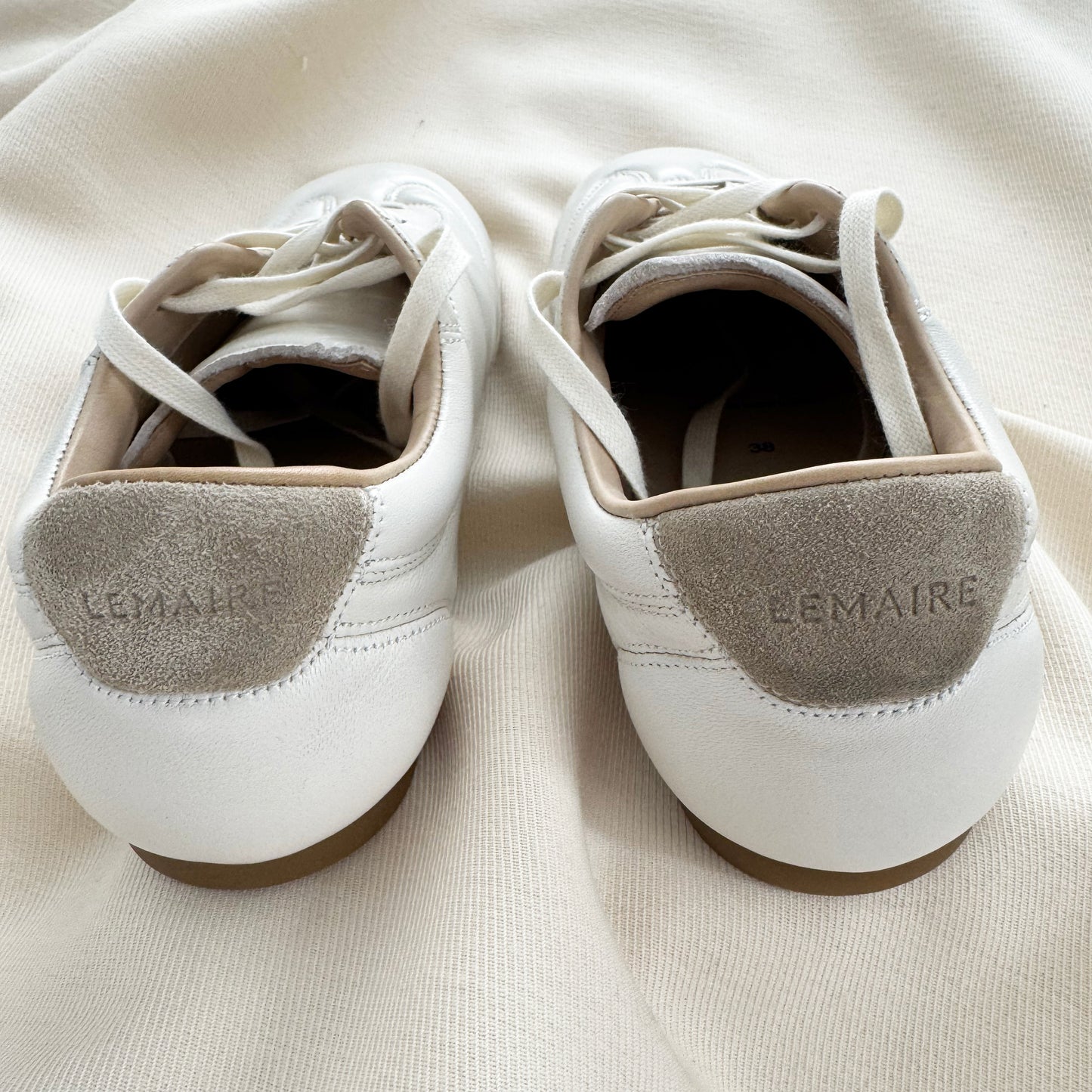 Lemaire "Soft" Nappa Leather Runner in "Milk", size 38