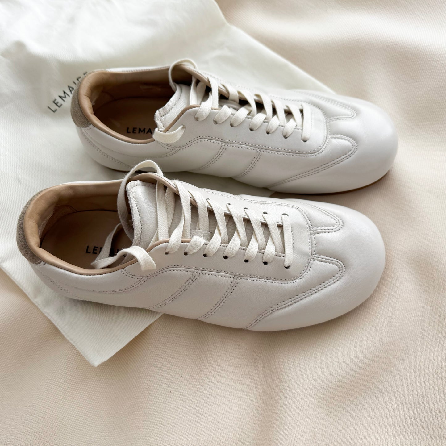 Lemaire "Soft" Nappa Leather Runner in "Milk", size 38