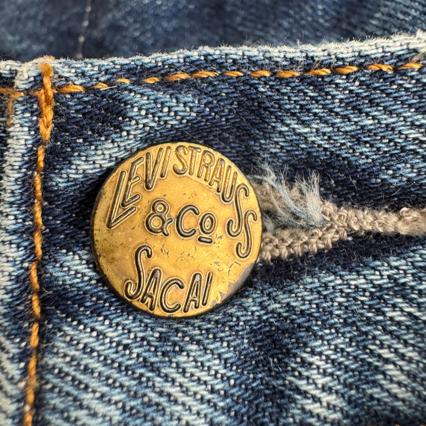 Sacai x Levi's Wide Leg Jeans in Blue, size 00 (size 27/30)