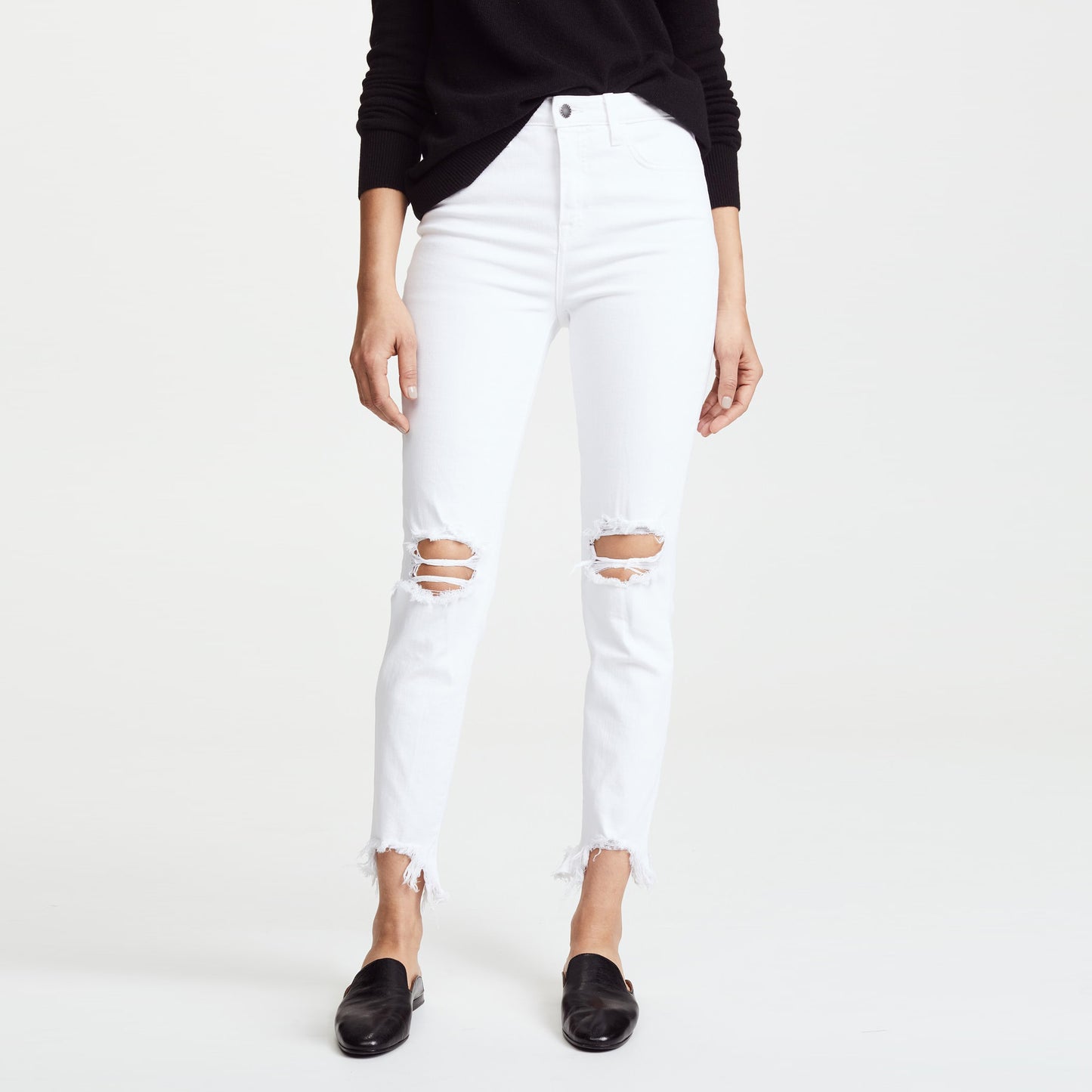 L'Agence "High Line" Distressed Jeans in "Blanc Destruct", size 26