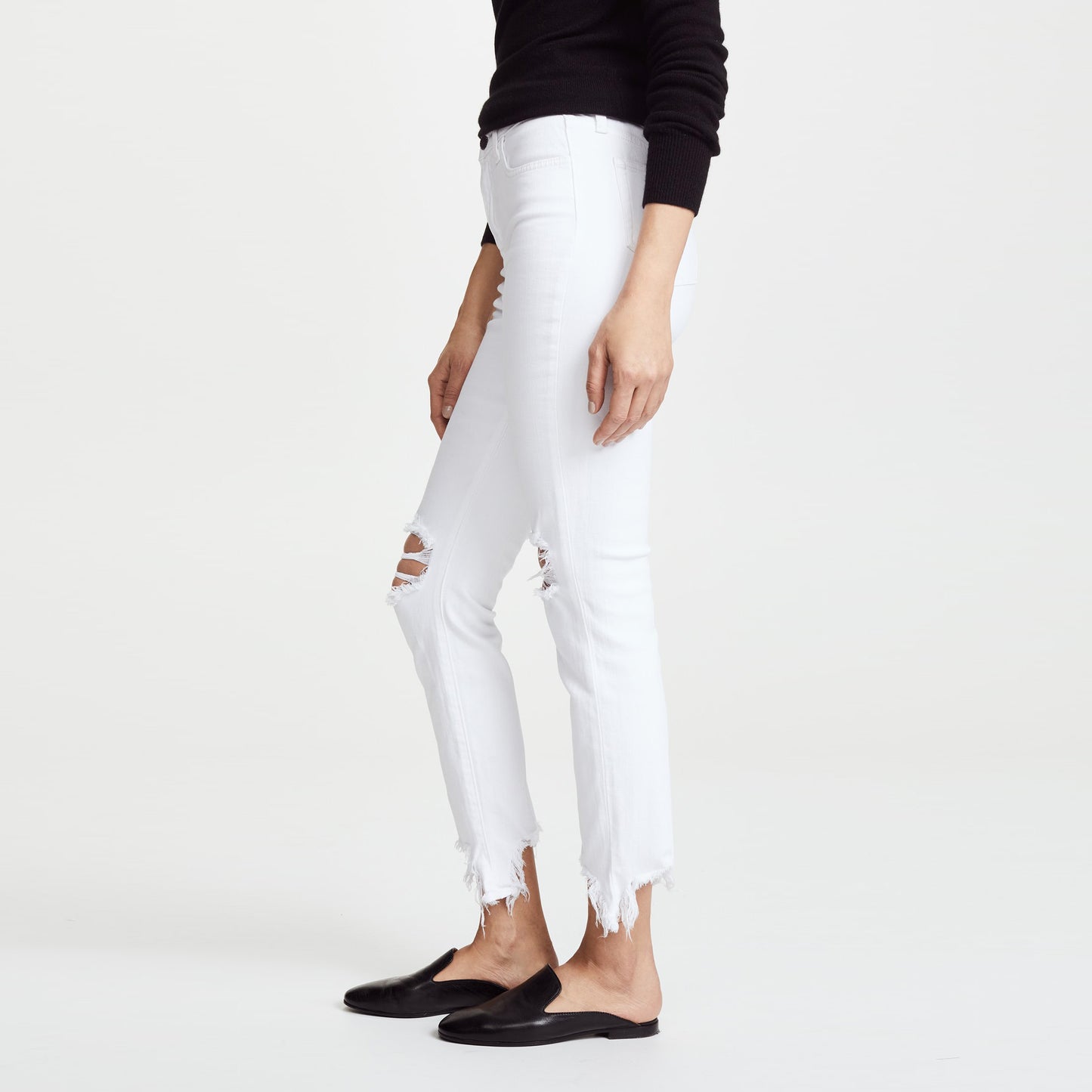 L'Agence "High Line" Distressed Jeans in "Blanc Destruct", size 26