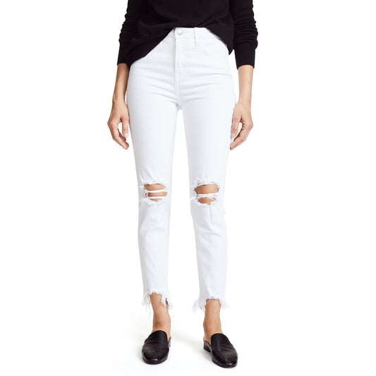 L'Agence "High Line" Distressed Jeans in "Blanc Destruct", size 26