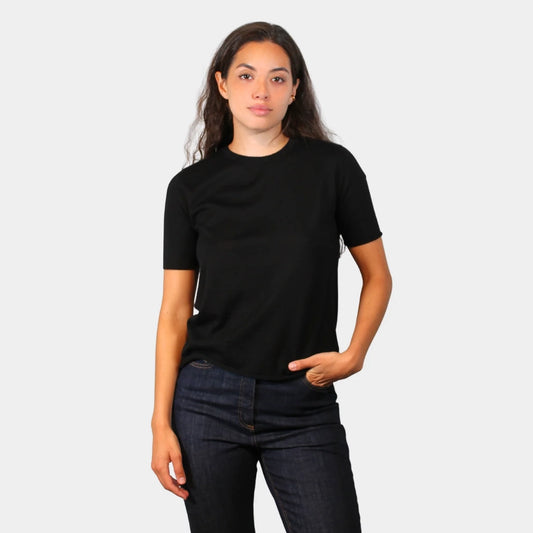 Lisa Yang "Ari" Cashmere Tee in Black, size "0" (XS)