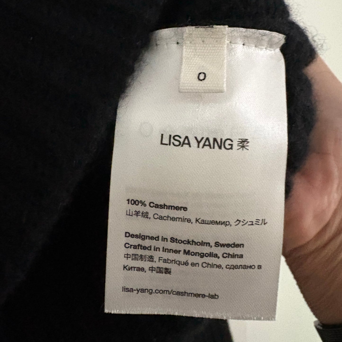 Lisa Yang "Aletta" Cashmere V-Neck in Black, size "0" (fits XS/S)