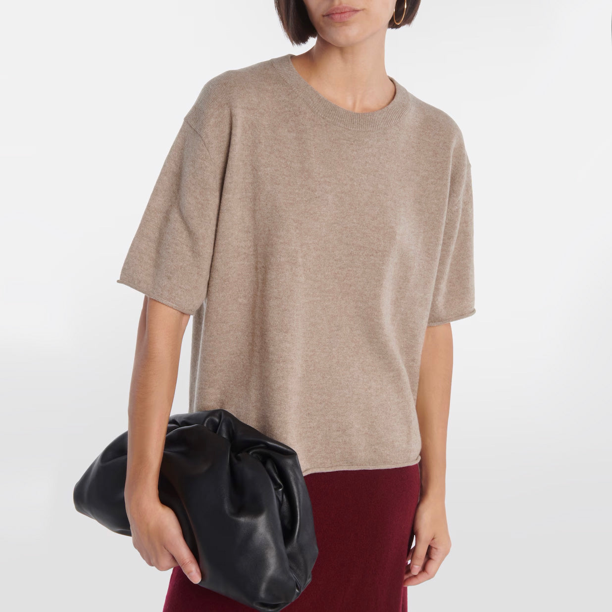 Lisa Yang "Cila" Cashmere Tee-Shirt in Cafe au Lait, size "0" (XS/S)