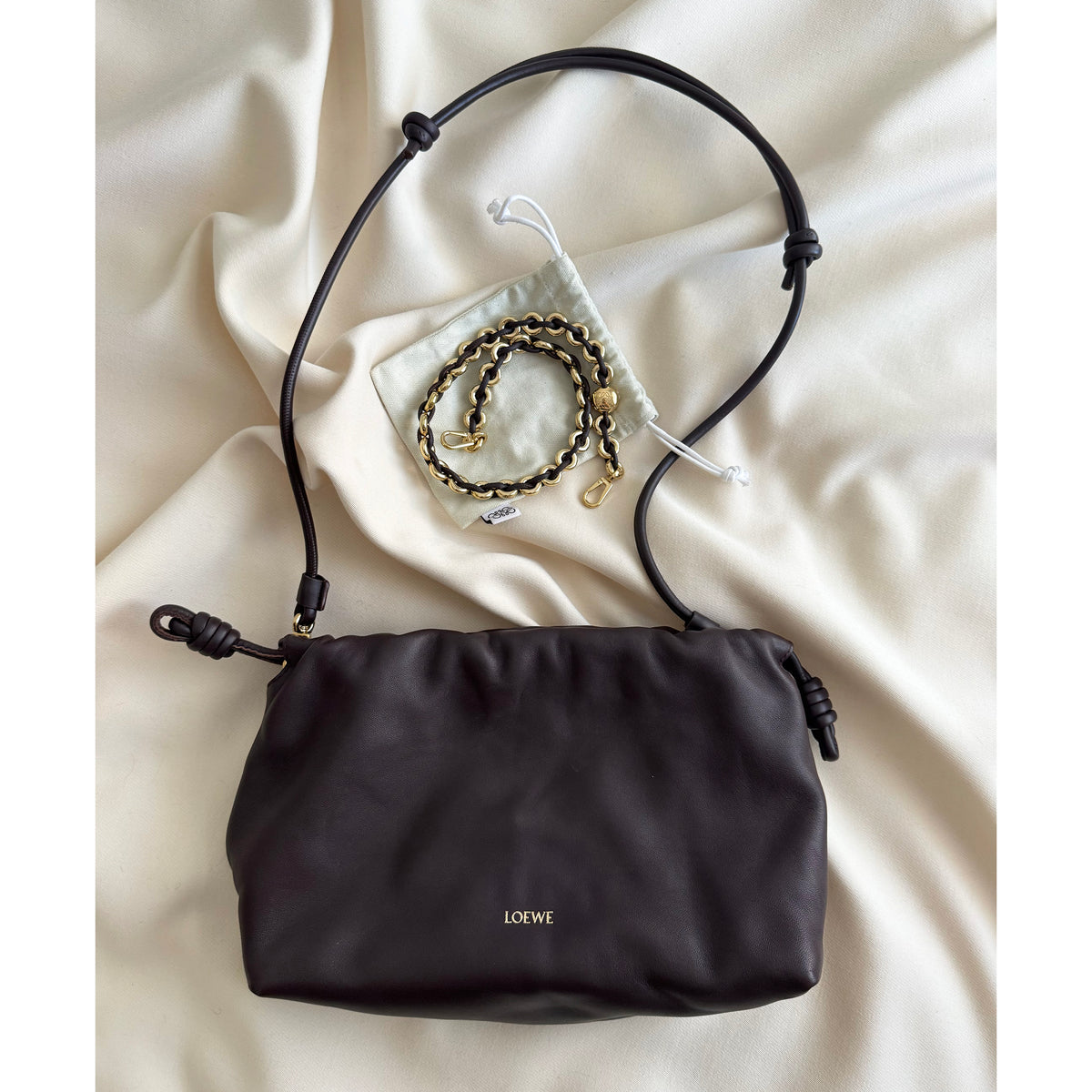 Loewe Medium Flamenco Mellow Nappa Leather Purse in Chestnut Brown
