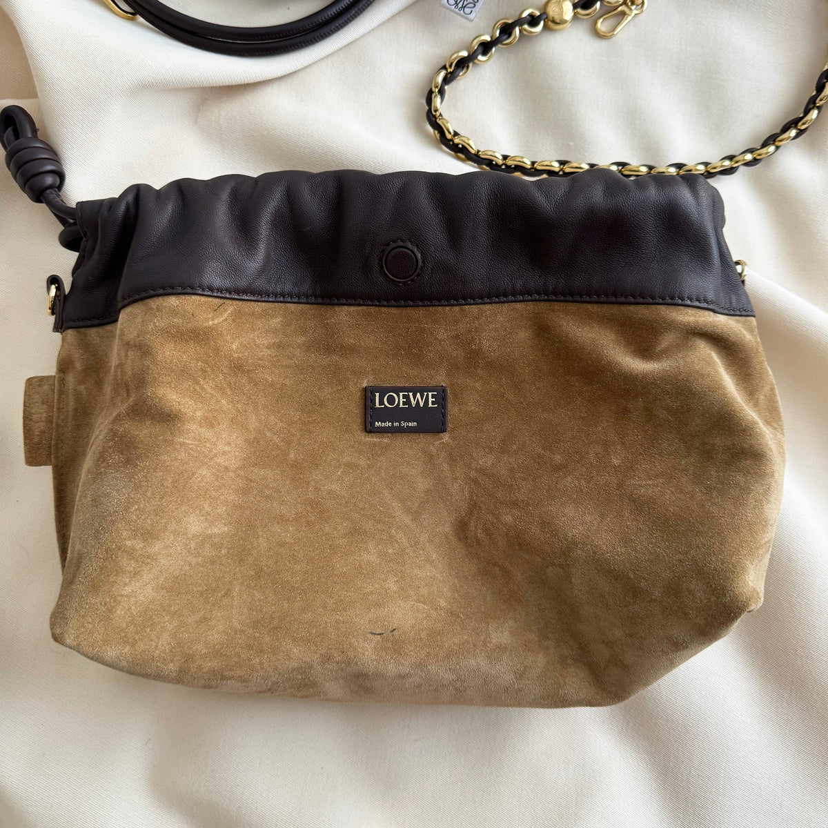 Loewe Medium Flamenco Mellow Nappa Leather Purse in Chestnut Brown